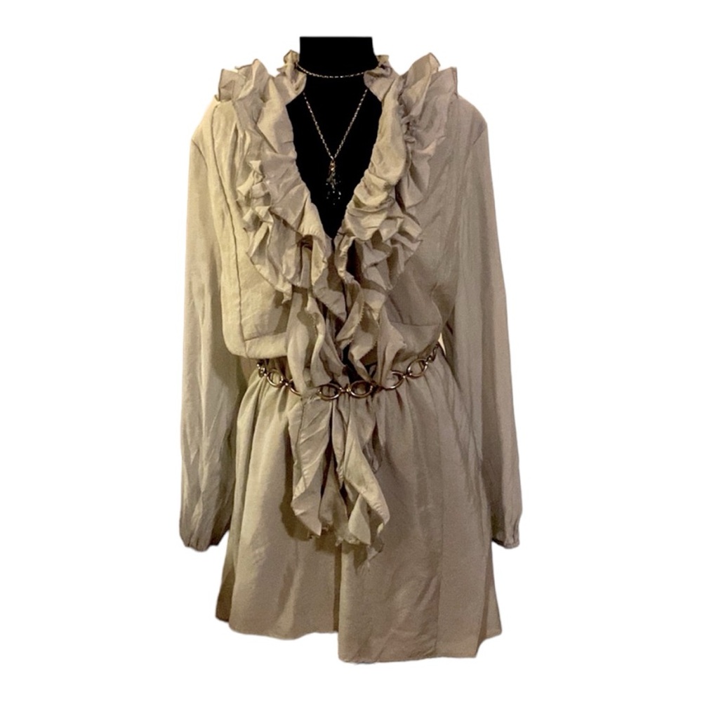 Silver ruffled front dress